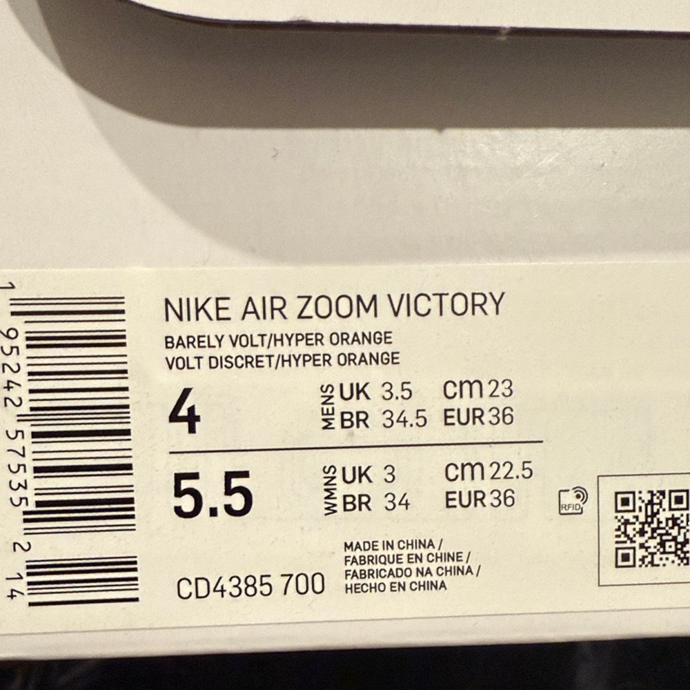 Nike Air Zoom Victory in Volt and Orange